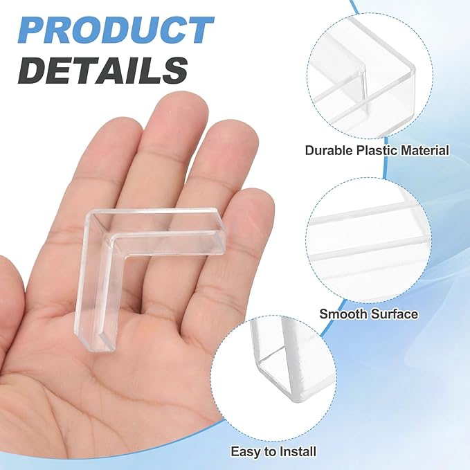 uxcell 24Pcs Plastic Glass Connector, Suitable for 6mm Thick l Shaped Glass to Glass Clamp, Fixing Bracket Rimless Clip Holder for Aquarium Fish Tank Display Shelves, Transparent