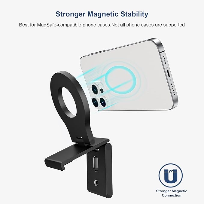 Itramax Continuity Camera Mount for iMac&Desktop Monitor,Magnetic Phone Webcam Stand,Foldable Phone Webcam Holder for MagSafe iPhone 17 Air Pro Max/17e/16/15/14/13/12/11/XR/XS,Mac,MacBook,Apple TV 4K