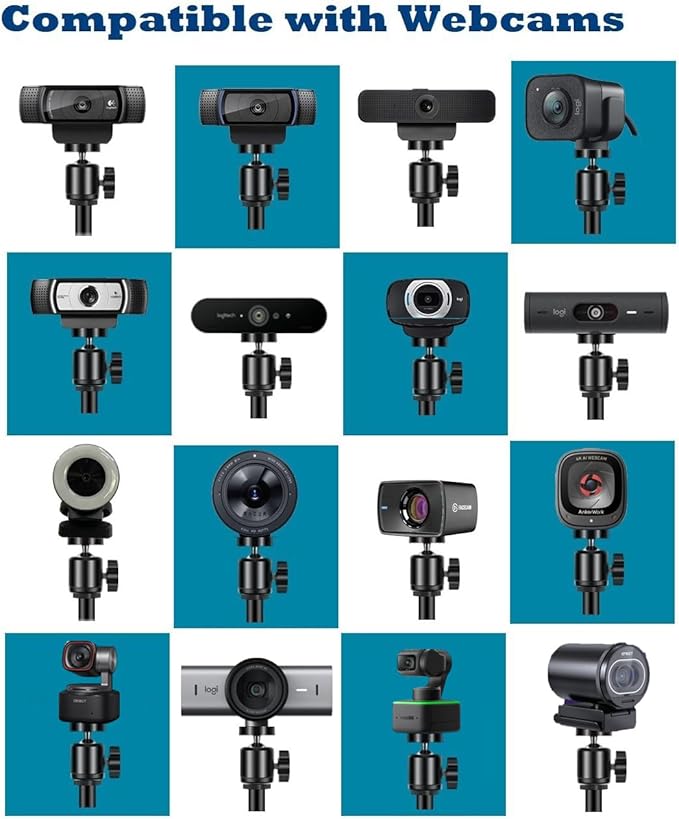 Upgraded Webcam Wall Mount Selfie Light, 10'' Ring Light with Boom Arm Webcam Wall Stand Holder Compatible with Logitech C920/MX Brio 4K/StreamCam/Brio pro X 4K/C930/C922/C925e/C615/Brio 500 webcams