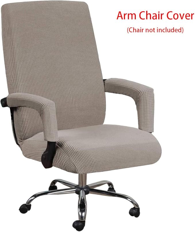 JIANWEI Office Chair Cover with Armrest Covers, Stretchable Oversized Computer Chair Cover, Universal Stretch Desk Chair Cover Protector Slipcovers for Armrest Chairs(Black,Size:XL)