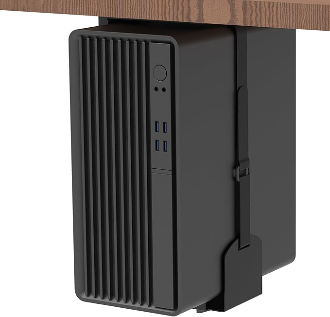 Universal Wall or Under Desk CPU Mount, PC/NAS Bracket – 4.5 to 9.2 inch Wide Computer Holder, Space-Saving Design with Safety Lock,Max Load 32Lbs