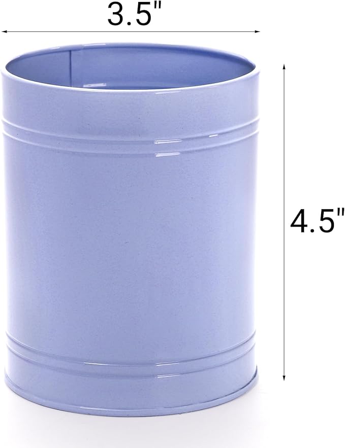 Tlence 9 Pack Metal Pen Holder, Colorful Desktop Pencil Cup, Mini Stationary Supplies Buckets, Round Makeup Brush Storage Organizers for Office Home School Classroom Accessory, 3.5 x 4.5 Inches