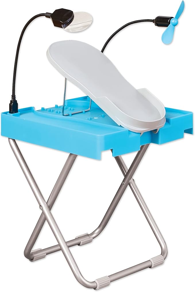 Salon Step The Beauty Footrest for Easy at-Home Pedicures, Treat Your Feet, No More Bending or Stretching with LED Magnifier, Drying Fan, Adjustable Foot Rest, Non-Slip Sturdy Legs & Built-in Storage