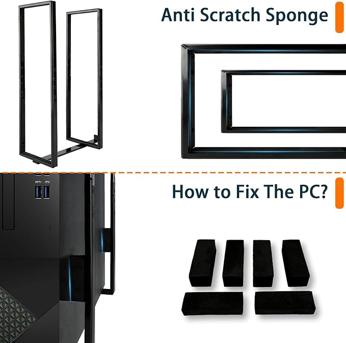 14.6"x 4" SFF PC Under Desk/Wall Mount Compatible with Dell OptiPlex SFF 9020 7060 7050 7040 5050 3050 Small Form Factor Desktop Computer with Anti Scratch Sponge