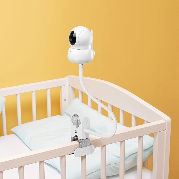 Flexible Baby Monitor Mount for VTech VM924/923, Universal Crib Camera Holder with Custom Adapter, Heavy Duty Gooseneck Nursery Stand, Twist-Lock C-Clamp No Drill Wall Shelf Attachment