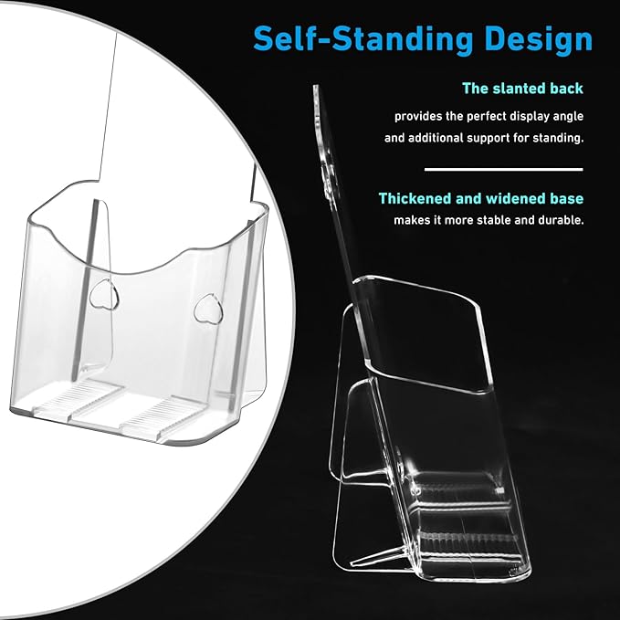 xydstay 12 Pack Acrylic Brochure Holder 4x9 Inches Slant Back Design, Clear Display Stand, Plastic Table Stand Sign Holder,Pamphlet Holder Flyer Holder, Acrylic Display Stand