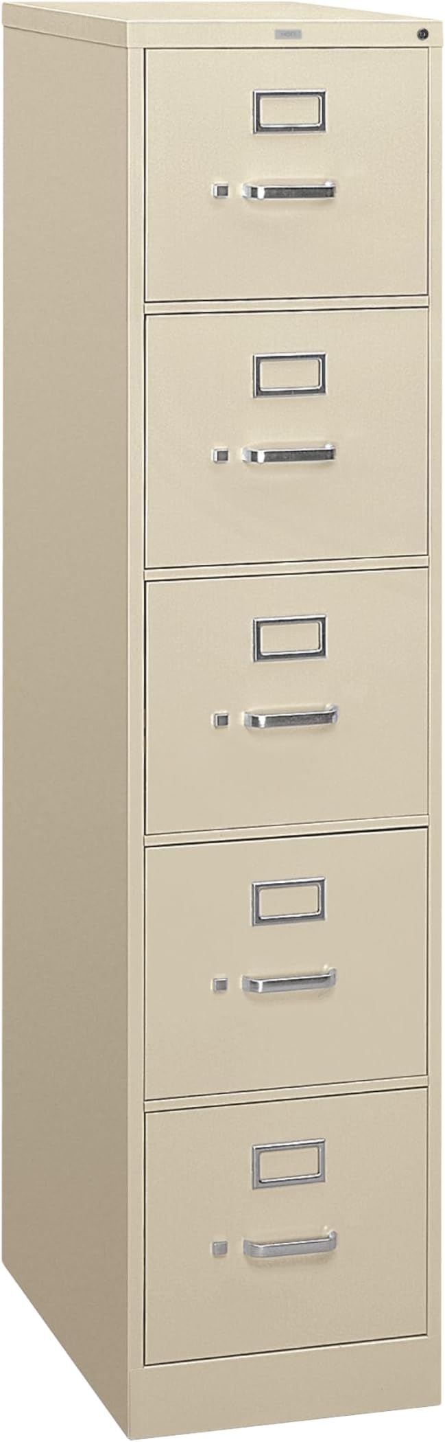 HON 5 Drawer Vertical File Cabinet with Lock, Metal Filing Cabinets with 5 Drawer Letter File for Offices, Hanging Files, and Vertical Letters, 26.5" Deep, Putty
