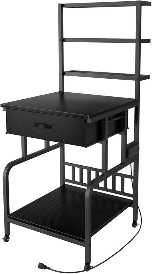 3D Printer Stand with Filament Storage,3D Printer Rack with Storage Drawer，Heavy-Duty 3D Printers Table with Power Outlet，for ABS/PLA/TPU Spools, Home Office Studi