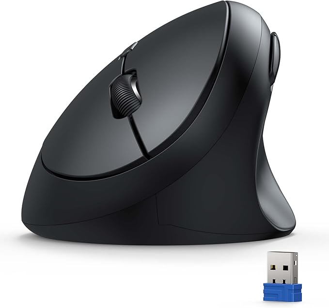 TECKNET Ergonomic Mouse, 4800 DPI Wireless Vertical Mouse, 5 Adjustable DPI Levels, 6 Buttons, 2.4G Silent Wireless Mouse for Laptop, PC, Chromebook, Mac - Dark Grey