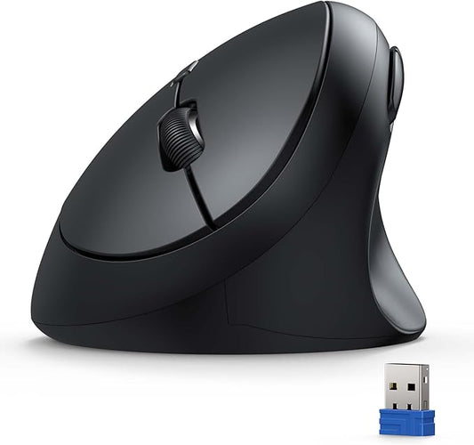 TECKNET Ergonomic Mouse, 4800 DPI Wireless Vertical Mouse, 5 Adjustable DPI Levels, 6 Buttons, 2.4G Silent Wireless Mouse for Laptop, PC, Chromebook, Mac - Dark Grey