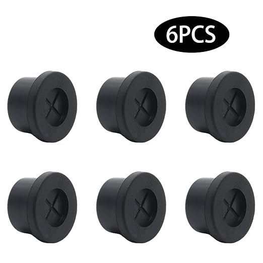 6 Pcs 16mm / 5/8 Inch Black Cable Cord Grommets, Rubber Desk Grommets for Table Computer Desk Wire Organizer TV Console and Other Furnitures Cover
