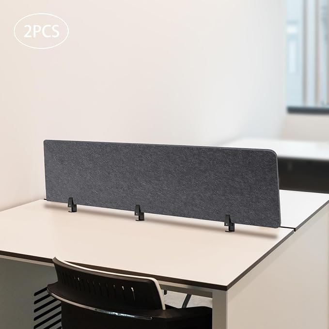Desk Divider,Modern Stand Up Desk Store ReFocus Raw Clamp-On Acoustic Desk Divider Mounted Privacy Panel,Sound Blocking Desk Divider,Desktop Mounting (60inx16in)