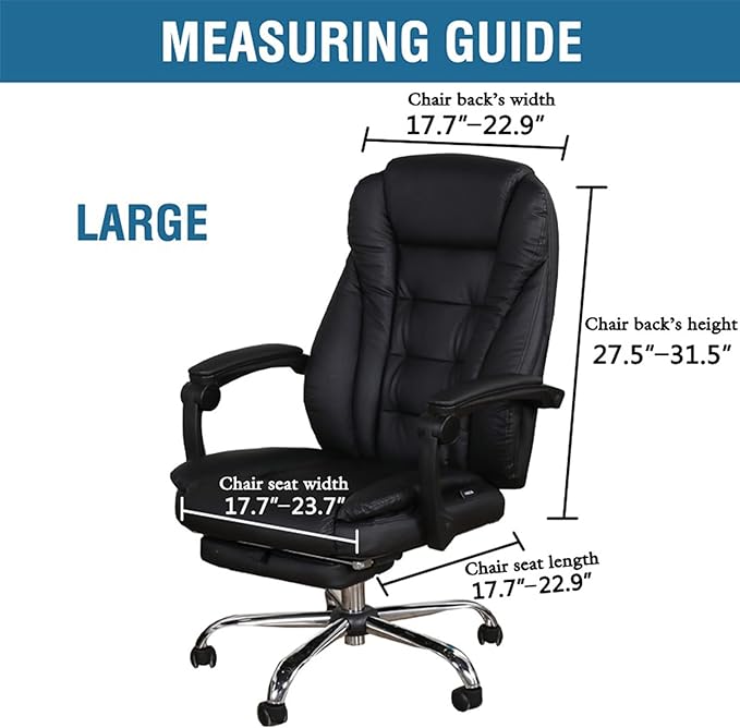 Shukii Waterproof Office Chair Cover PU Leather Computer Seat Covers Stretch Rotating Chair Slipcover with Elastic Bottom Universal Chair Protectors for Rotating Boss Chair (Wine Red, Large)
