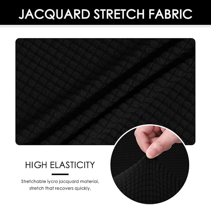 Office Chair 4 Pieces Seat and Back Cover with Armrest Covers Stretch Black Split Office Desk Chair Slipcovers Water Resistant Washable