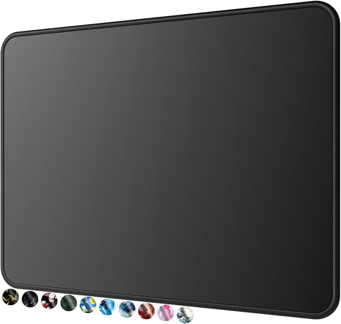 MROCO Mouse Pad [30% Larger] with Anti-Fray Stitched Edges, Premium-Textured Waterproof Surface, Non-Slip Rubber Base, Computer & Gaming Mouse Mat for Laptop, Office & Home, 8.5 x 11 in, Black