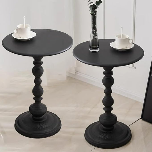 2 Set Pedestal Metal Round Side Table, Black Sofa Table, Small TV Tray Table for The Sofa in The Living Room and Bedroom, Bed, Chair, Mini Coffee Table, Headboard Table, 13.77 (W)*20.47 (H)