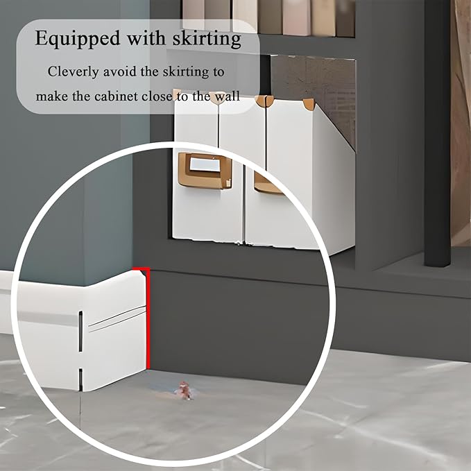 Wall Room Divider - Freestanding Wood Room Divider with Shelves, Wall Divider with Storage Cabinet, Easy Assembly Freestanding Decor for Bedroom, Office