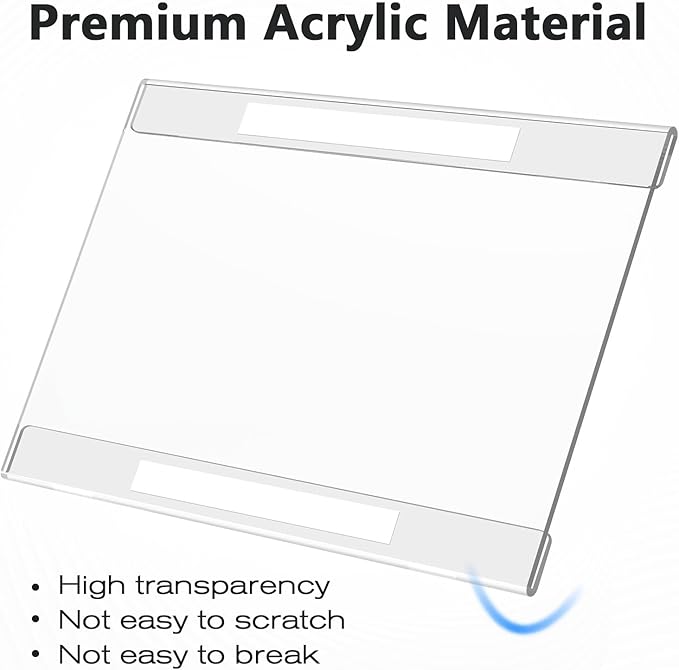 MaxGear Acrylic Sign Holder 8.5x11 with Double Sided Tape, 12 Pack Clear Plastic Door Wall Mount Sign Holder, Document Flyer Poster Paper Acrylic Wall Frame for Office, Home, Store, Restaurant