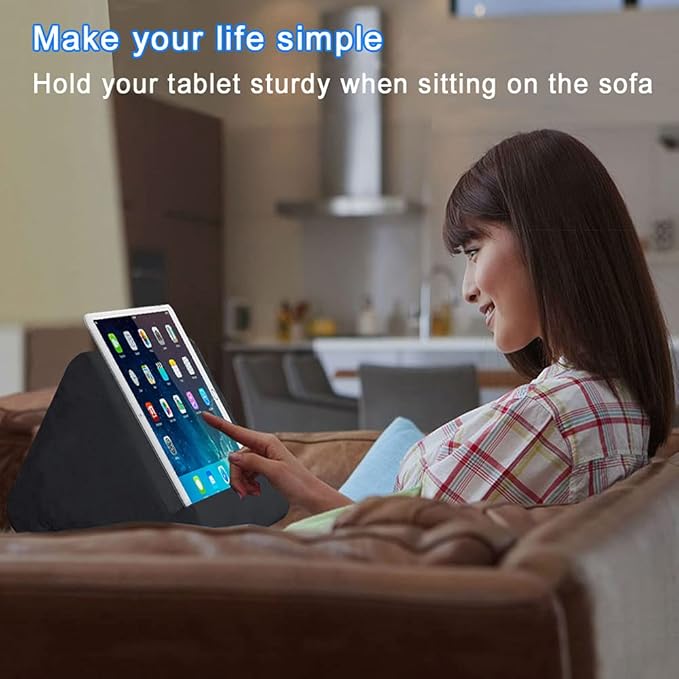 SAMHOUSING Tablet Pillow Stand - Tablet Holder Dock for Bed with Multi-Viewing Angles, Compatible with iPad Pro 9.7, 10.5,12.9 Air Mini 4 3, Kindle, Galaxy Tab, E-Reader (Dark Grey)