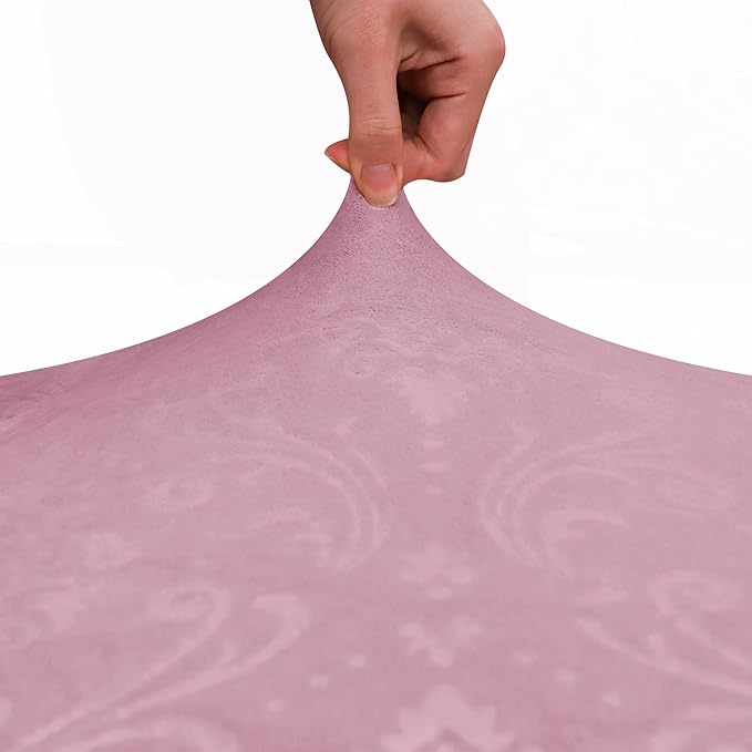 4 Pieces Office Chair Cover for Desk Chair Back and Seat with Armrest Covers Stretch Velvet Embossing Pink Split Office Chair Slipcovers Set Washable