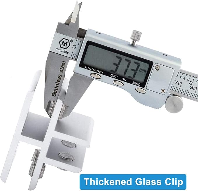 INCREWAY Glass Clamp, 2 Pieces Adjustable T-Shape Clips 90 Degrees Aluminum Alloy Shelf Support Bracket, 3 Sides Holder for 10-12mm Thick Glass in Kitchen Balcony Guardrail