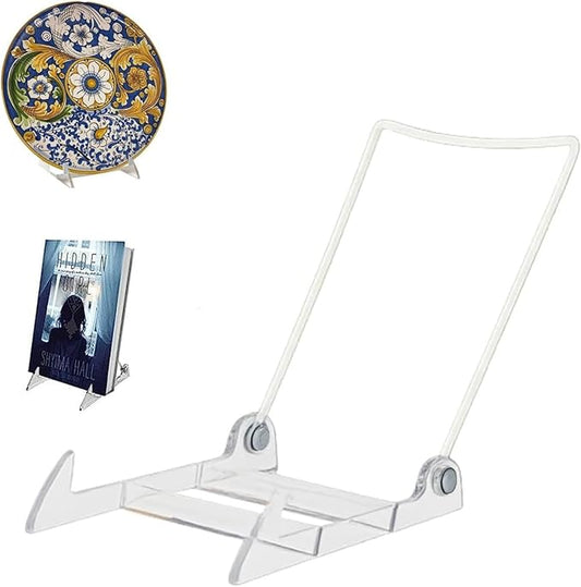 KINGDOM SOLUTIONS MADE IN USA 2-Pack Adjustable Acrylic Easels - Plate Stand - Sturdy Book Stand for Art, Pictures, Plates, Frames - Unique on the Market