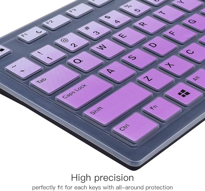 Keyboard Cover for KB216 Wired & Dell KM636 Wireless Keyboard/Dell Optiplex 5250 3050 3240 5460 7450 7050/ Dell Inspiron AIO 3475/3670/3477 All-in one Desktop Keyboard Skin, Ombre Pinkish Purple