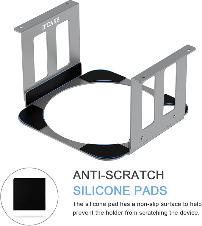 IFCASE Aluminum Under Desk Mount for Mac Studio M4 M3 M2 M1 Max, Ultra with Anti-Scratch Pad (Silver)