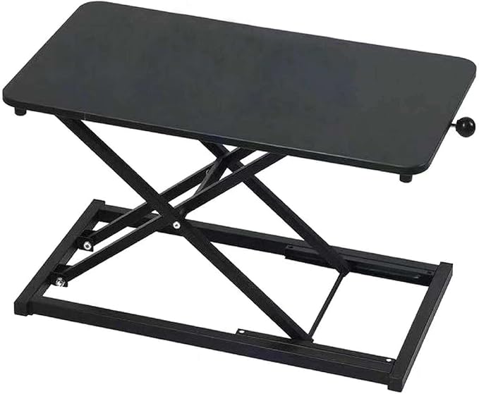 Height Adjustable Standing Desk Converter, Ergonomic Sit Stand Desk Riser with X-Lift Structure, 23.6 x 13.3 Inch Portable Desktop Workstation, Keyboard Stand for Laptop Monitor, Black