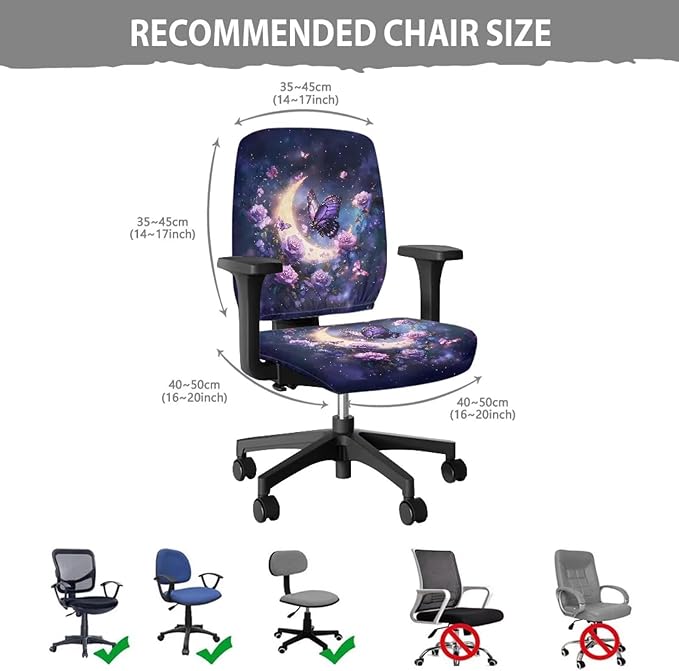 GLENLCWE Abstract Moon Butterfly Computer Office Chair Cover Universal Chair Covers Stretch Rotating Chair Slipcover Protective & Stretchable