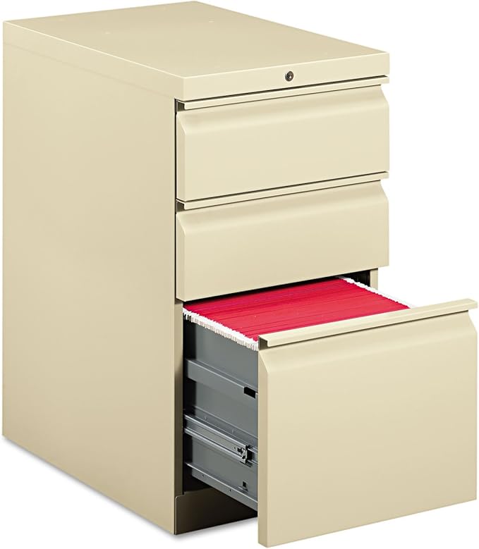 HON 33723RL Efficiencies Mobile Pedestal File with One File/Two Box Drawers, 22-7/8d, Putty