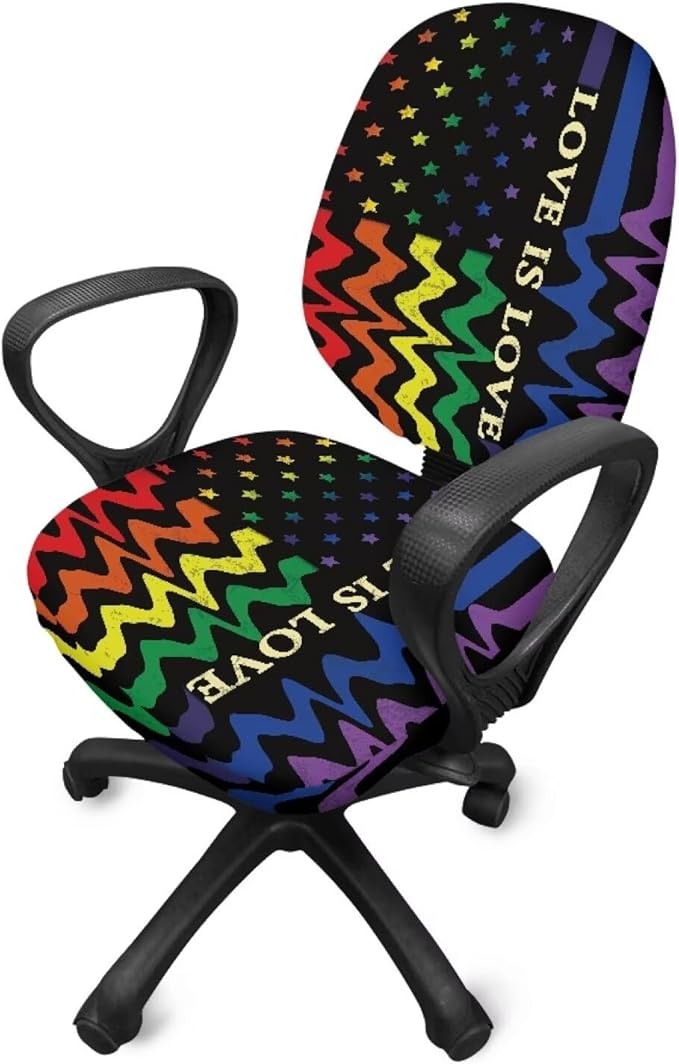 GLENLCWE Love is Love USA Flag Computer Office Chair Cover Universal Chair Covers Stretch Rotating Chair Slipcover Protective & Stretchable