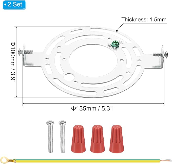 PATIKIL 135mm (5.31") Universal Light Fixture Mounting Bracket Kit, 2 Set Silver Tone Indoor Ceiling Mount Bracket for Wall Light, Ceiling Light, Pendant Light, Chandelier