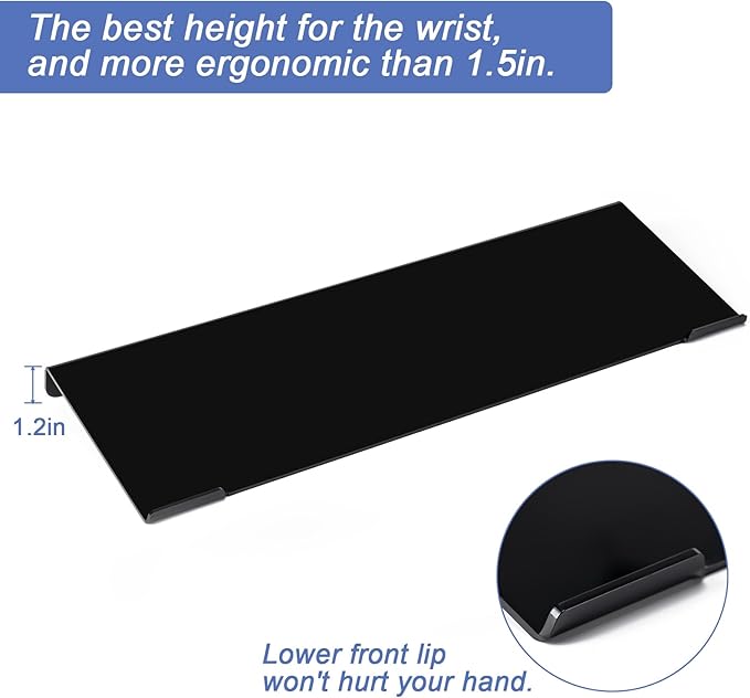 BOOMIBOO Black Acrylic Tilted Computer Keyboard Holder for Ergonomic Typing, Keyboard Stand with Silicone Anti-Slip Strip, 17 x 5.7 Inch Keyboard Tray for Office Desk, Home, School
