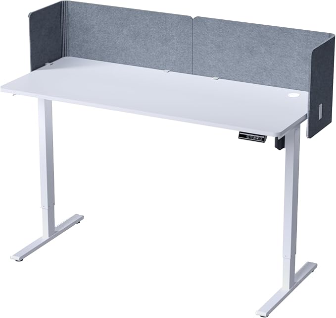 Desk Privacy Panel,2PCS L-Shaped Clamp-On Office Desk Divider,2-in-1 Adjustable Acoustic Desktop Partition Or Under Desk Modesty Panel,for Office,Home,Felt (Grey, 39.4" x 15.7")