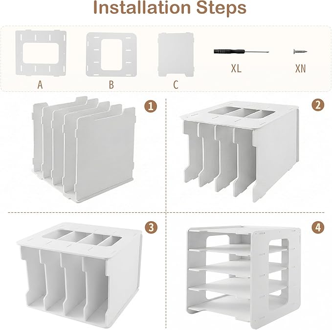Desk Organizer, 5-Tier File Organizer for Desk, Letter Tray Paper, Desktop Document Sorter for Letter, File Folder Holder with Pen Holder for Office, Home or School- White MLT001W5