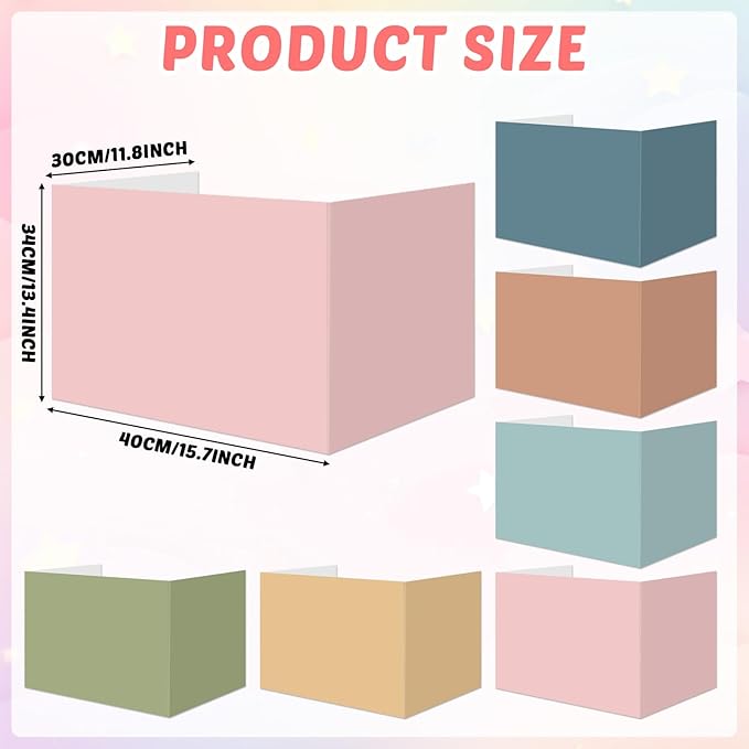 30 Pack Desk Dividers for Students Boho Privacy Folder for Students Waterproof Study Carrel Dividers Testing Divider Privacy Classroom Shield Folder Boards for Classroom School Teacher Supplies