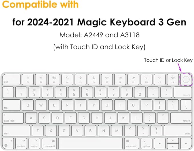 ProElife Keyboard Cover Skin for 2024-2021 Apple Magic Keyboard 3 with Touch ID A3118 A2449 Ultra Thin Silicone Keyboard Protector for iMac 24'' / Mac mini M4 M2 M1 Keyboard Accessories (Ombre Blue)