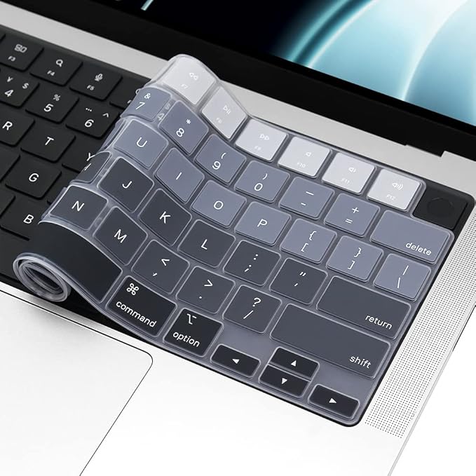 ProElife Keyboard Cover Skin for 2026-2022 MacBook Air 13.6 inch 15.3 inch M5 M4 M3 Chip U.S Enter Silicon Protector for MacBook Air 13'' 15'' M5 M4 M3 2026 2025 2024 2023 Accessory (Ombre Gray)