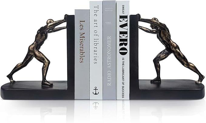 LIFFY Man Decorative Book Ends,7" Resin Non Skid Bookends for Heavy Books,Bookends for Shelves Decorative,Creative Shelf Decorations to Hold Books for Bookshelf,Home,Office,Study