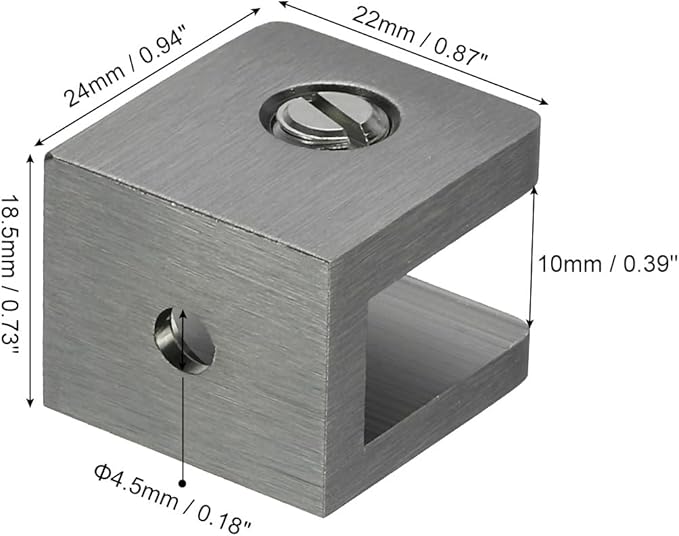 uxcell Glass Shelf Clamp, 4Pcs Brass Glass Clamp for 8-10mm Thick Glass, Adjustable Glass Shelf Bracket Support Holder, Dark Gray