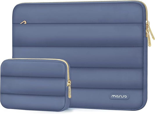 MOSISO Laptop Case 13.3 inch,13-13.3 inch Puffy Laptop Sleeve Compatible with MacBook Air 13.6 M5 M4 M3 M2 M1/Neo/Pro 13/14,HP Dell ASUS Lenovo,Polyester Horizontal Bag with Small Case,Lavender Gray