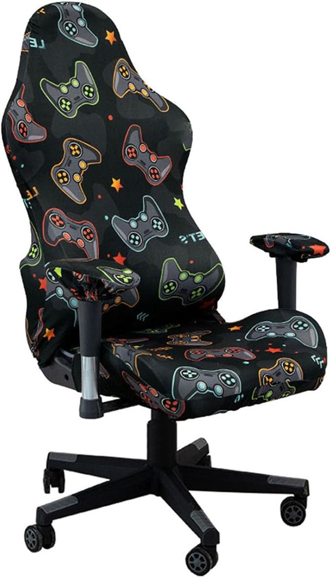 Gaming Chair Covers Slipcovers, 3D Printing Stretchable Elastic Computer Reclining Gaming Chair Seat Cover with Armrest Cover (No Chairs)(A)