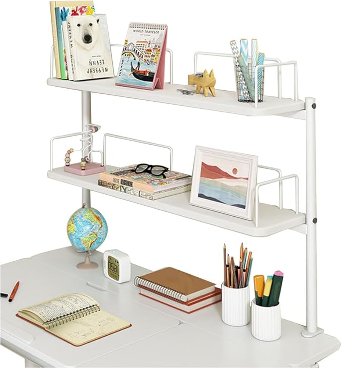 Clamp on Desk Organizer Shelf,Clamp-on Above Desktop Storage Shelf,Versatile Desk Shelving Unit,Printer Stand,for Table Accessories, Gaming Devices,White-80 * 20 * 60cm/31.5 * 7.8 * 23.6in