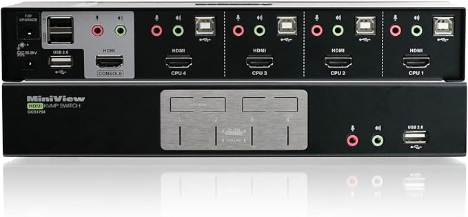 IOGEAR 4-Port HDMI Multimedia KVM Switch with Audio, USB 2.0 Hub and HDMI KVM w/Full Set of Cables, (GCS1794 TAA Compliant)