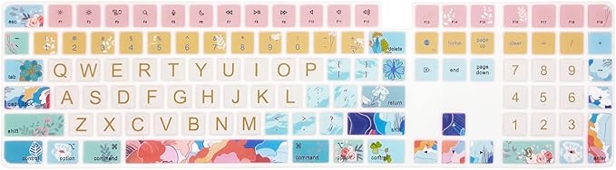 Keyboard Cover Skin for 2021 New Apple iMac Magic Keyboard (Model: A2520) with Numeric Keypad and Touch ID, Cute Printing Silicone Keyboard Protector, Litter Flowers