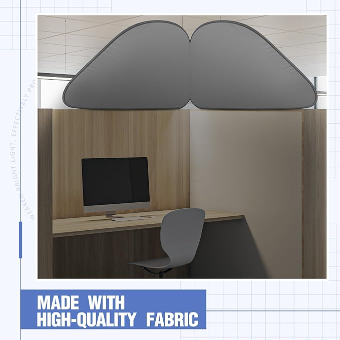 Juexica Foldable Office Cubicle and Desk Shade, Portable 27.5 Inch Cubicle Shade Canopy for Light Sensitive Workers, Block Light and Airflow, for Working Partitions Corner Privacy Accessories(Gray)