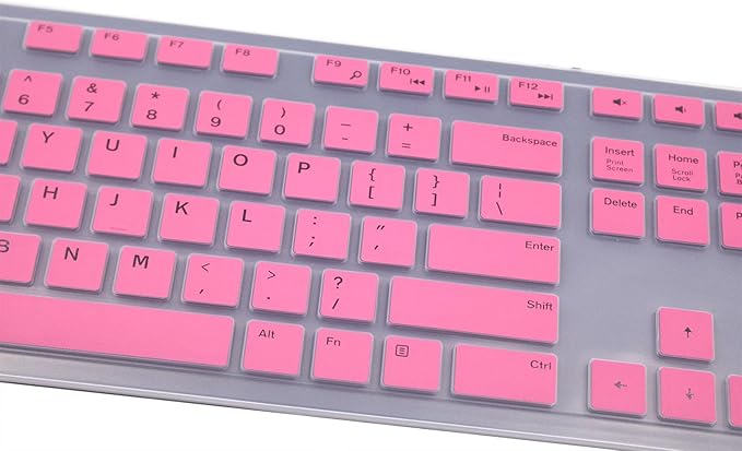 Keyboard Cover Compatible for Dell KM636 KB216 Keyboard, Dell Optiplex 5250 3050 3240 5460 7450 7050, Dell Inspiron AIO 3475 3670 3477, Dell Inspiron 27 7000 7700 7790 All-in-One Keyboard - Pink