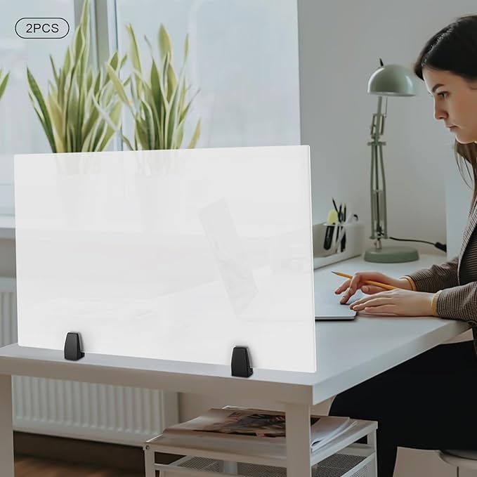 2 Pack Desk Privacy Panels, Clamp-on Acrylic Office Desk Divider, Office Partitions 30" x 18"