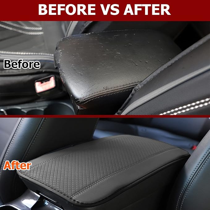 8sanlione Car Armrest Storage Box Mat, Fiber Leather Car Center Console Cover, Car Armrest Seat Box Cover Accessories Interior Protection for Most Vehicle, SUV, Truck, Car (Gray)